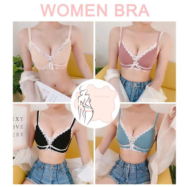 

bras women tube push up bra lace without steel wireless lingerie anti- fusion fitness women's underwear bow brassier, Red;black