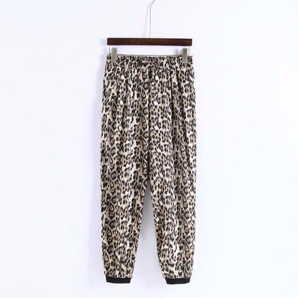 

women's pants & capris lace up elastic waist leopard print patchwork spring autumn 2021 high harem pantalon ladies female women b8d610, Black;white