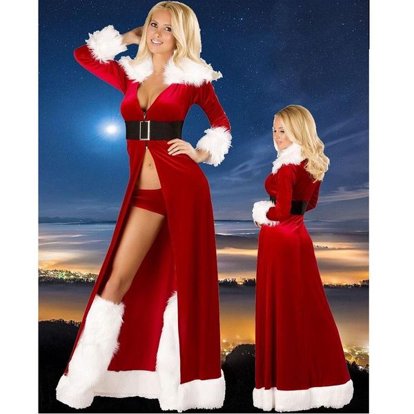 

women's sleepwear women christmas capes red evening party robe sets plus size, Black;red