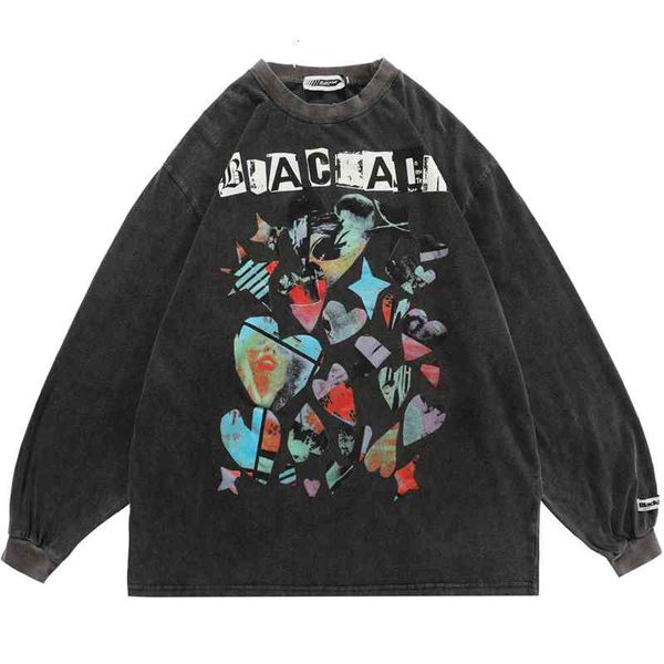 

men's vests streetwear sweatshirts men washed cotton love printed oversized retro punk loose fashion pullover autumn hip hop hoodies ru, Black;white