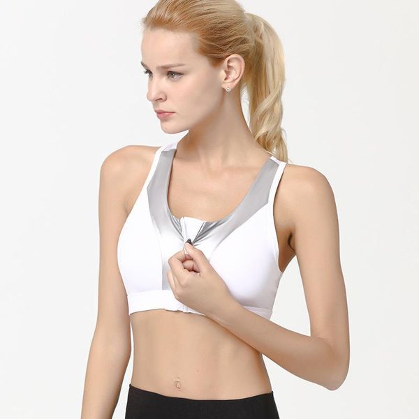 

gym clothing front zipper adjustable motion bras shockproof run bodybuilding crop female beautiful back sports fitness underwear, White;black