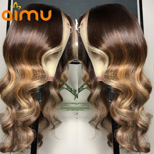

wavy ombre honey blonde highlight 27 brazilian lace part human hair wigs hd transparent frontal glueless body wave1, Black;brown