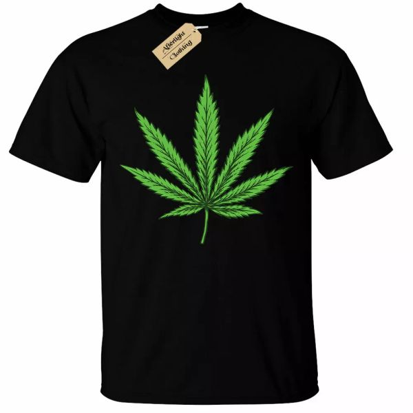 

Hoja de Cannabis Camiseta Hombre Hierba Alto Fumador Ganja Bud Regalo, White;black