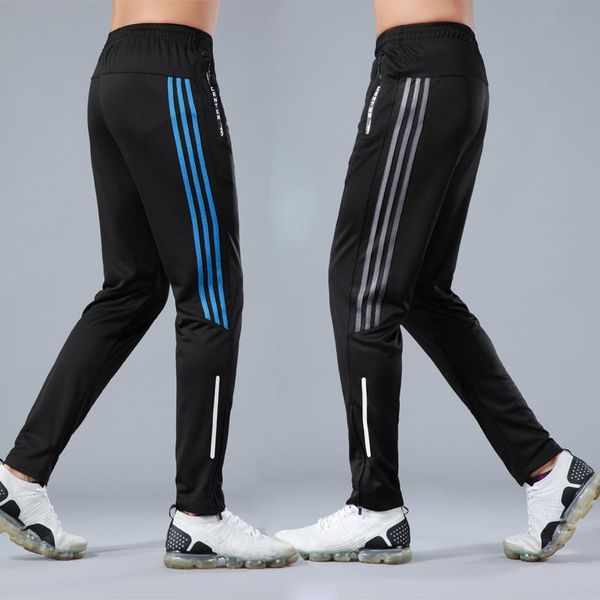 

running pants training men 2021 jogging sports soccer football sweatpants zipper pockets workout gym fitness legging tracksuits trousers, Black;blue