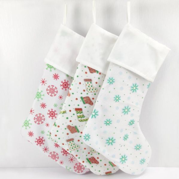 Weihnachten Hängende Socken Süßigkeiten Tasche Schneeflocke Plaid Plüsch Manschette Klassische Strumpf Familie Dekoration Urlaub Party WEIHNACHTEN Baum Kamin Anhänger Dekor Baumwolle 17,7 zoll