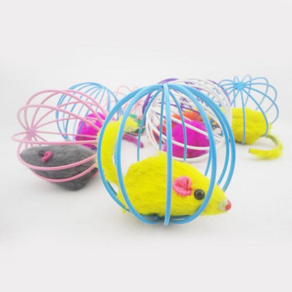

cat toys pet hollow ball feather mouse for kitten playing funny mice