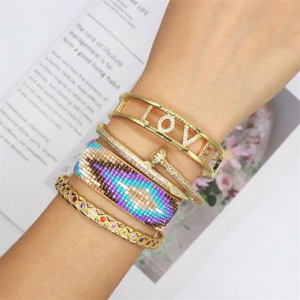 

beaded, strands zhongvi fashion multicolor miyuki set japanese beads love heart bracelet hand-woven beaded ladies jewelry, Black