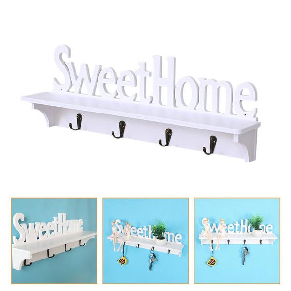 

1pc home wall-mounted storage rack with hook for office (white) hooks & rails