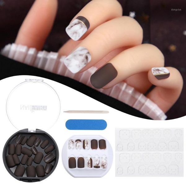 

30pcs/set detachable long coffin fake nails rainbow ballerina full cover artificial nail art tips colorful diy manicure tool1, Red;gold