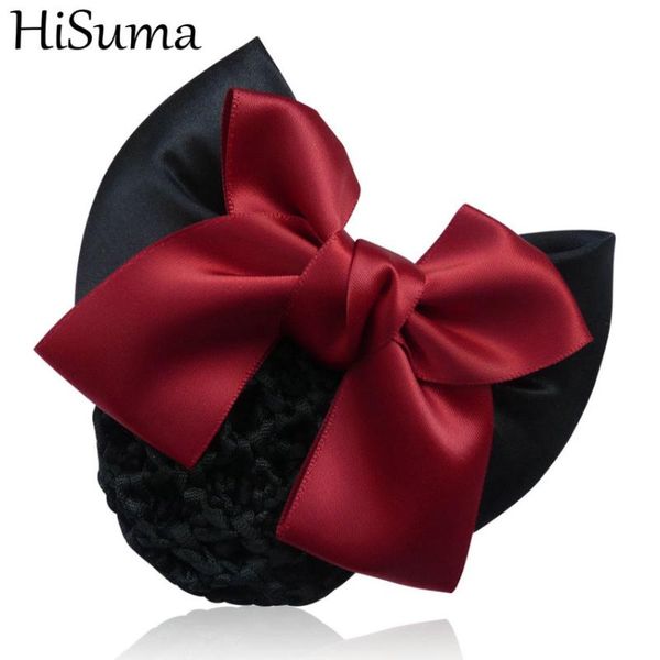 

hair accessories fashion floral lace satin bow net barrettes professional ladies flight attendant clip snood women