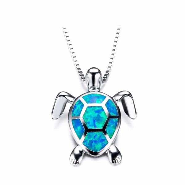 

designer necklace fashion 925 sterling silver filled green fire opal turtles s & pendants animal jewelry women gifts