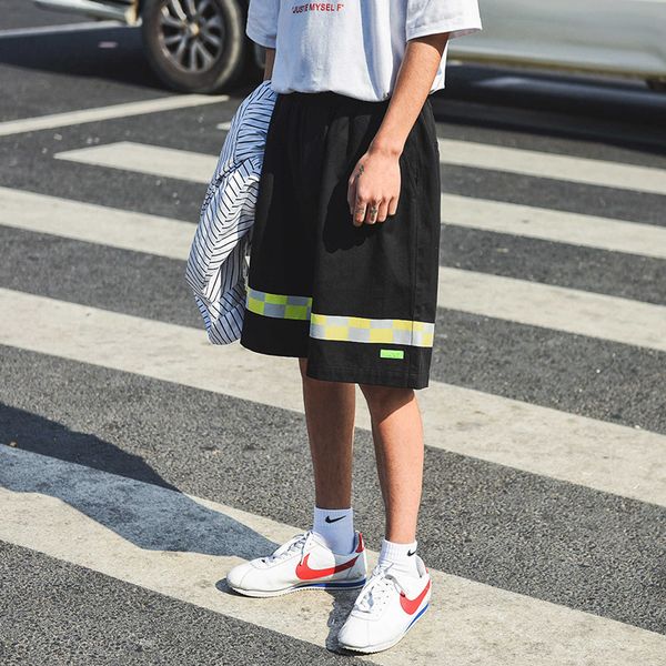

men's shorts european and american yellow grid creative trendy loose casual pants ak911 ccuv, White;black