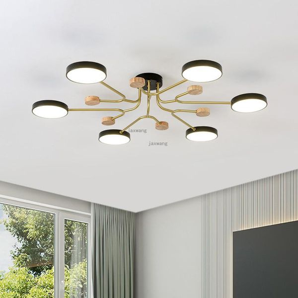 

ceiling lights modern led hanging lamps living room decoration solid wood light bedroom indoor lighting fixtures