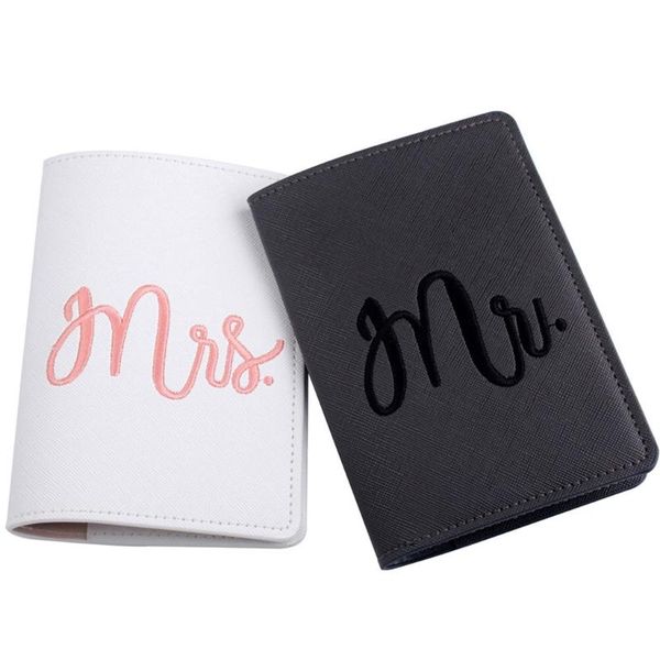 

card holders married wedding passport case holder honeymoon pu leather travel id protector cover for women men, Brown;gray