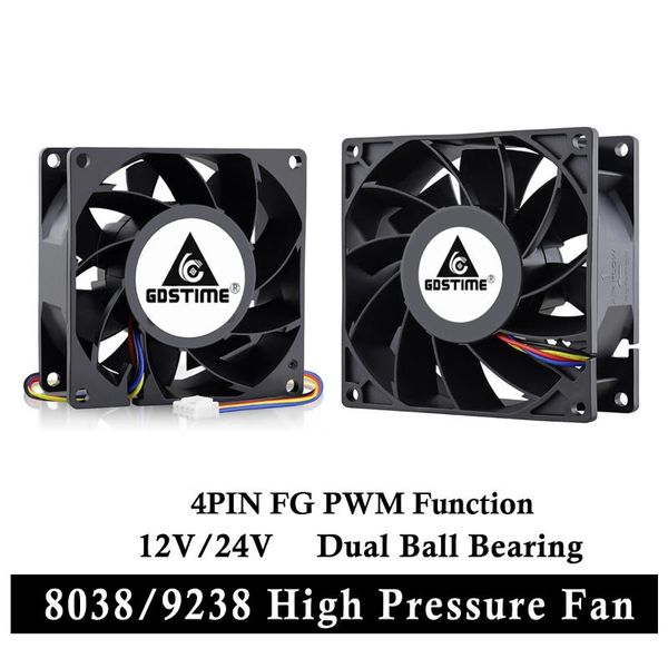 

fans & coolings 5 pcs high pressure 80mm 90mm 80x38mm 92x38mm dc 12v 24v ball bearing big airflow powerful server case cooler cooling axial