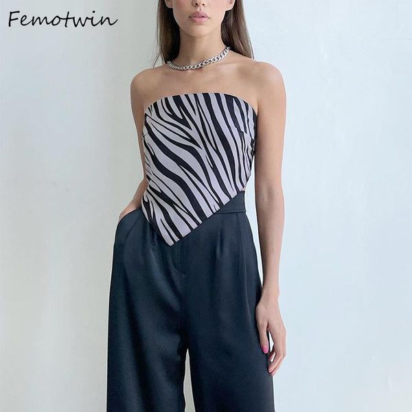 

women's tanks & camis femotwin animal print fashion backless sleeveless streetwear summer club casual ladies girl short tank 2021, White