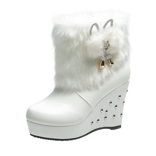 

boots winter women keep warm casual booties internal increase snow ladies chaussures femme, Black
