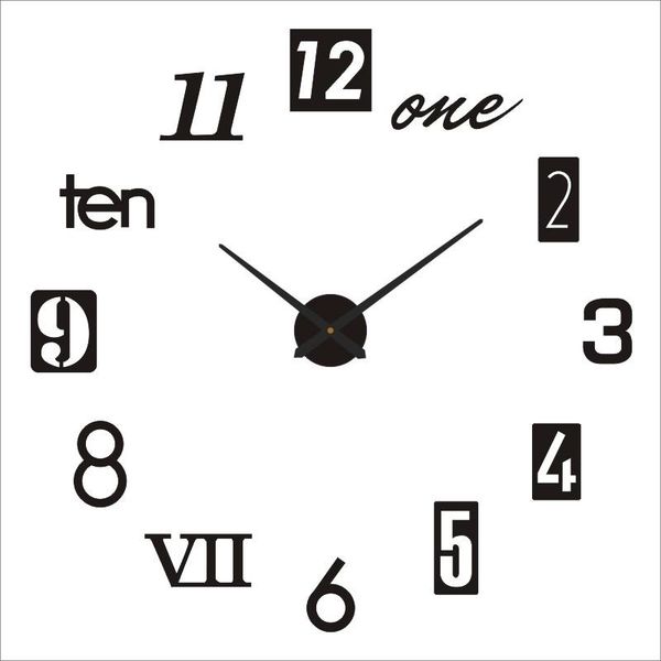 

wall clocks acrylic silent clock sticker nordic modern design round diy art living room duvar saati home decor ad50wc