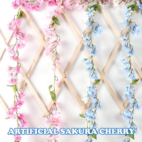 

decorative flowers & wreaths 170 cm silk artificial rose rattan wall flower decoration false plant leaf ring romantic wedding home