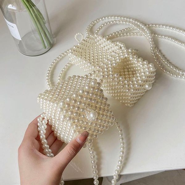 

shoulder bags niche design bag 2021 fashion women's all-match pearl chain messenger mini lipstick width: 7cm