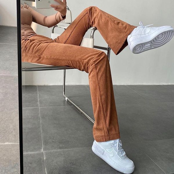 

women's pants & capris womengaga 2021 slim corduroy casual harem trousers loose women korean pantalon femme gothic streetwear lp24, Black;white