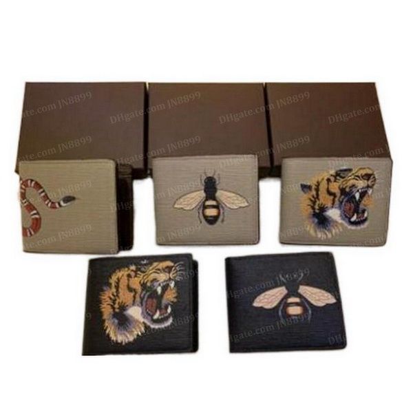 

designer men animal short wallet leather black snake tiger bee famous man wallets women luxury purse card holders woman purses with box jn88, Red;black