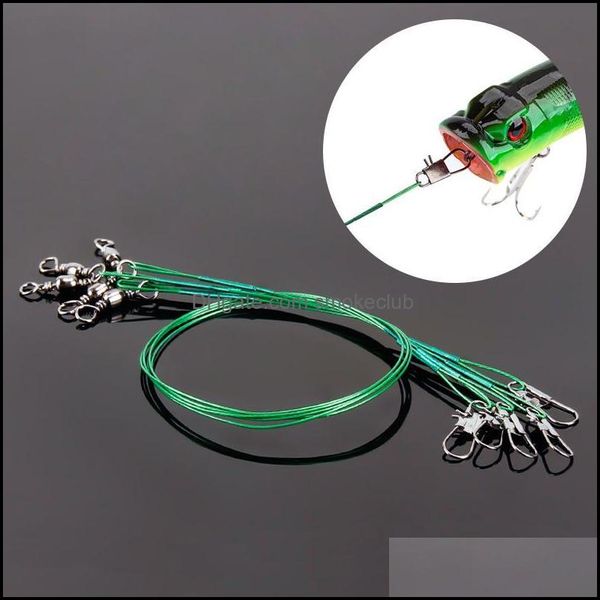 

lines sports & outdoorssteel fishing line wire leader with swivel lead core leash anti bite durable 15-30cm aessory braid drop delivery 2021