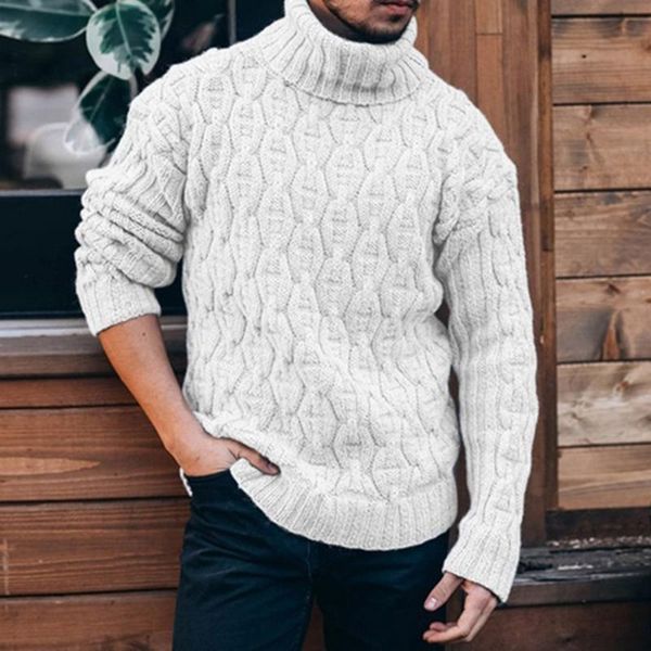 

men's sweaters 2021 autumn winter knitted sweater male casual turtleneck fashion clothing streetwear solid color pullover, White;black