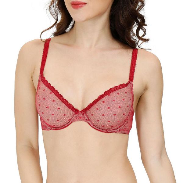 

bras red bra lace lingerie unlined mesh hollow ultra-thin bralette erotic see through underwire fashion for women, Red;black