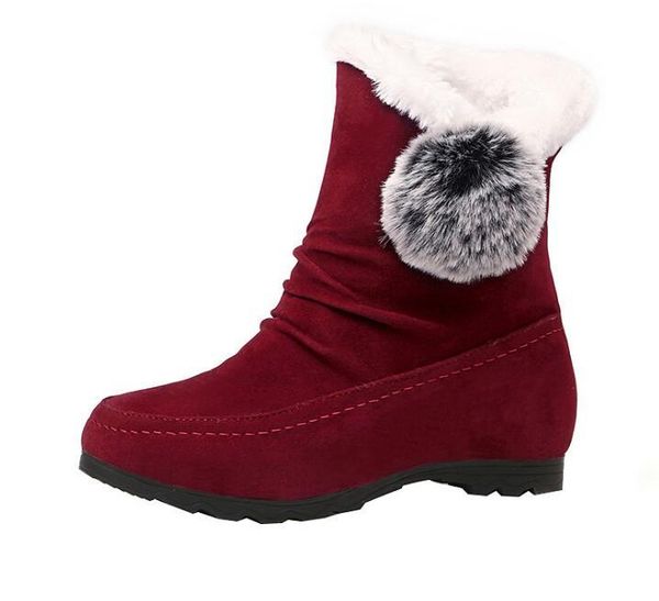 

boots wram flock high-heeled elegant fashion classic shose cancise pumps winter soft and comfortable wedges women shoes, Black
