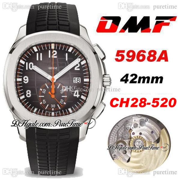 OMF 5968A ETA A7750 A520 Cronografo automatico Orologio da uomo Cassa in acciaio Quadrante grigio arancione Texture Cinturino in caucciù nero Data Spure Edition 2021 PTPP Puretime A1