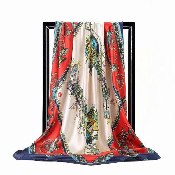 

scarves women silk beach cover-ups big square scarf spring autumn female genuine printed summer shawls df06, Blue;gray