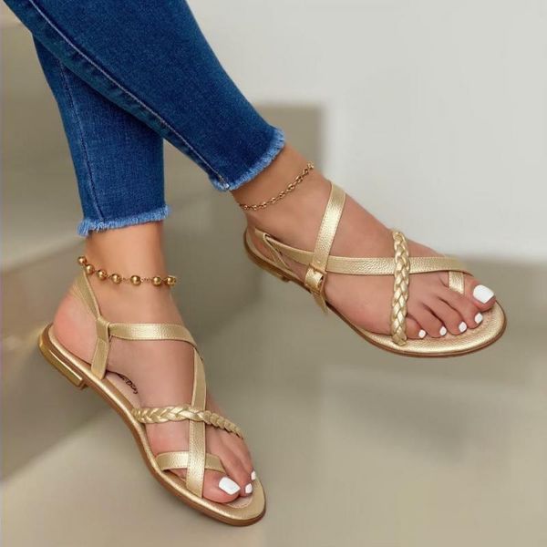 

summer women flat sandals fashion buckle strap open toe beach casual women's shoes flats pus size ladies, Black