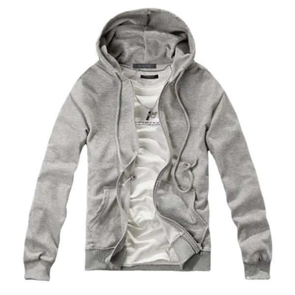 

men's hoodies & sweatshirts hooded cotton cardigan student solid color long-sleeved zipper warm plush fashion casual sports sweater rou, Black