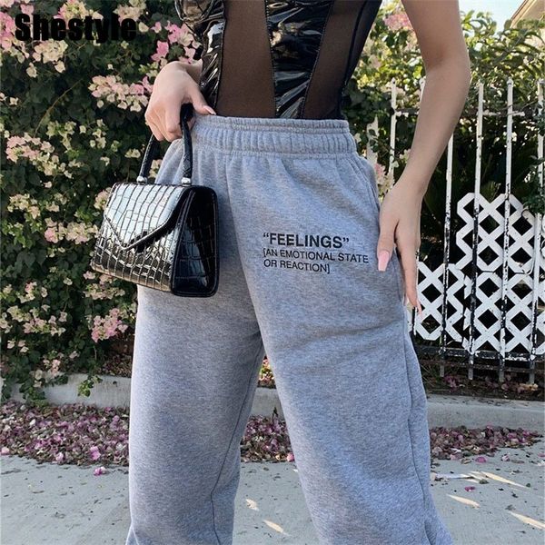 

shestyle elastic waist jogger pants women 2021 spring new design brand pockets popular casual loose dancing trousers bottomby, Black;white