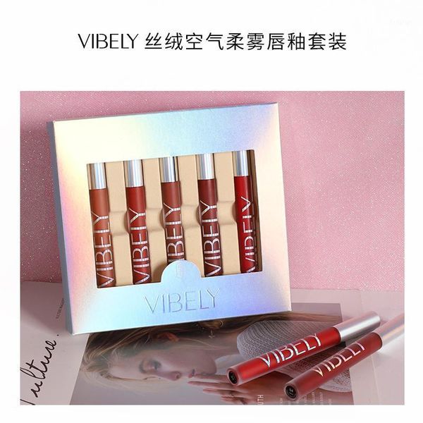 

5pcs/set matte lipstick set long lasting moisturing lip gloss liquid velvet red women make-up tslm11