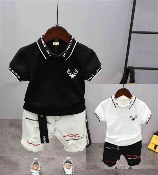 

children clothing summer boys clothes t shirt and shorts pants 2pcs outfit kids suit 2 6years, White