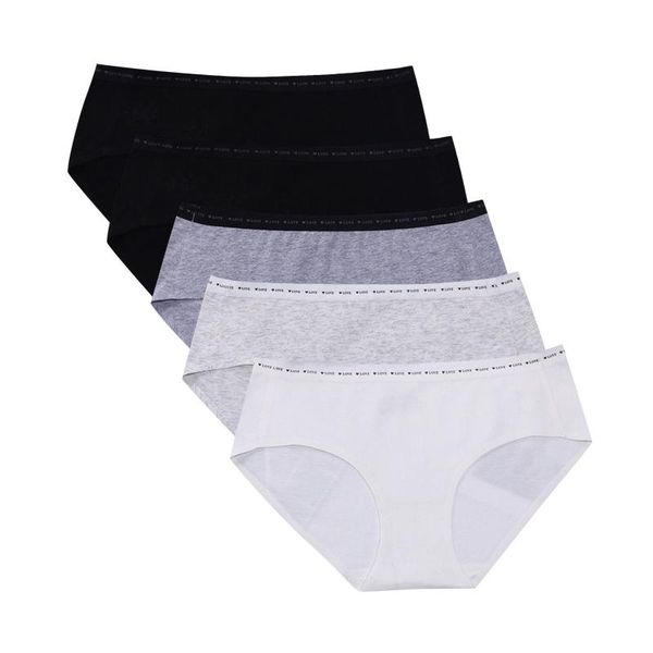 

women's panties 5pc soft modal cotton thin briefs non-trace medium waist large size high elasticity band underwear 21709, Black;pink
