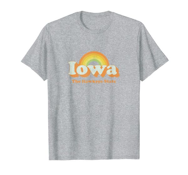 

retro iowa t shirt vintage 70s rainbow tee design, White;black