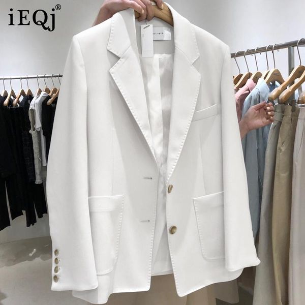 

women's suits & blazers ieqj women korean style elegant solid color blazer lapel long sleeve loose fit jacket fashion tide spring autum, White;black