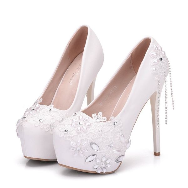 

sandals 2021spring white lace stilettos banquet dress shallow mouth wedding shoes large size bride bridesmaid women gsg, Black