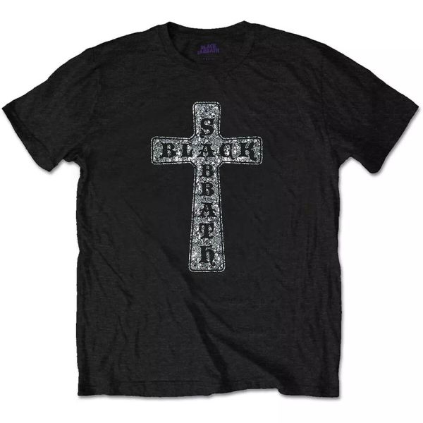 

black sabbath official diamante t-shirt men unisex, White;black