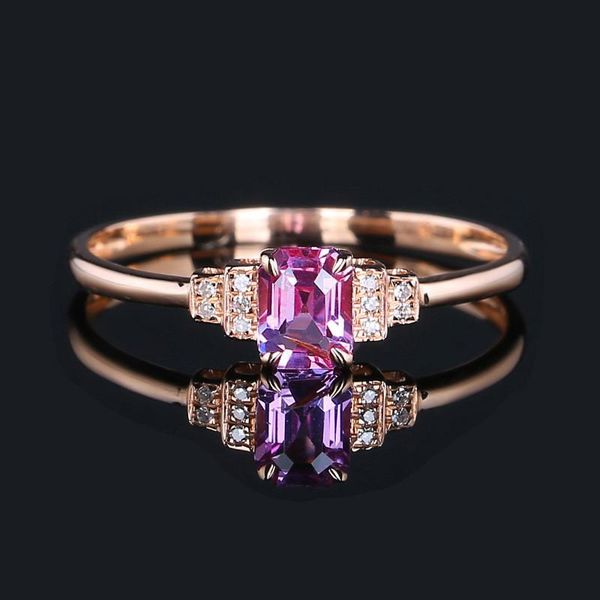 

cluster rings fashion tiny chic square pink crystal zircon diamonds gemstones for women rose gold color jewelry bague accessories bijoux, Golden;silver