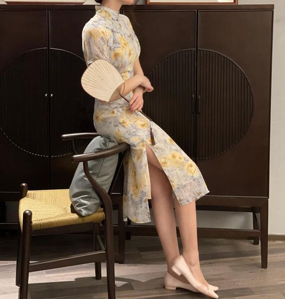 

ethnic clothing lovzon retro cheongsam misty rain in southern yellow flower wind suzuki improved chinese traditional women's, Red