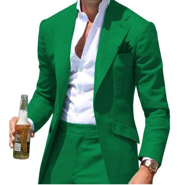 

men's suits & blazers mens suit 2 pieces green causal slim fit notched label blazer formal business for wedding groom (blazer+pants), White;black