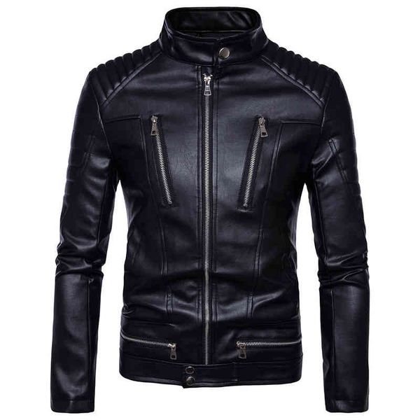 

men's punk bomber synthetic fur zipper motorcycle engine et,, Black