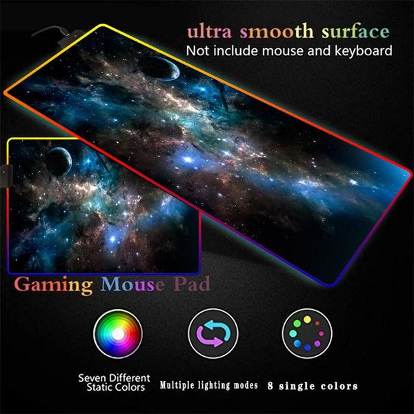 

mouse pads & wrist rests universe space gaming large rgb pad gamer computer mousepad backlit mause desk keyboard led mice mat multiple size