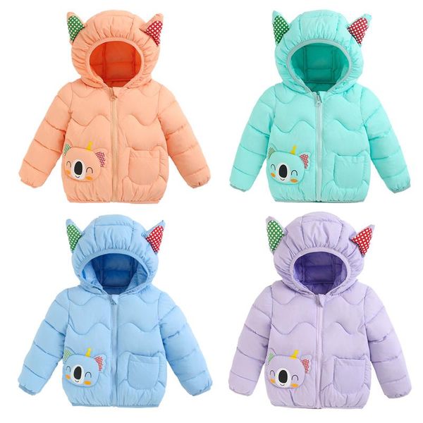 

jackets 2021 autumn girls for baby cartoon down jacket hooded outerwear children warm coats 1-5 years kids, Blue;gray