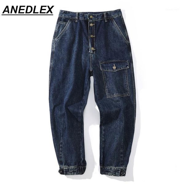 

men's jeans men 2021 autumn high street wide leg pants fashion vintage blue straight oversize overalls loose ladies