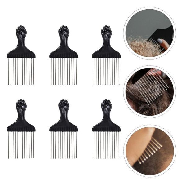 

hair brushes 6pcs afro pick combs metal teeth picks braid men styling tools, Silver